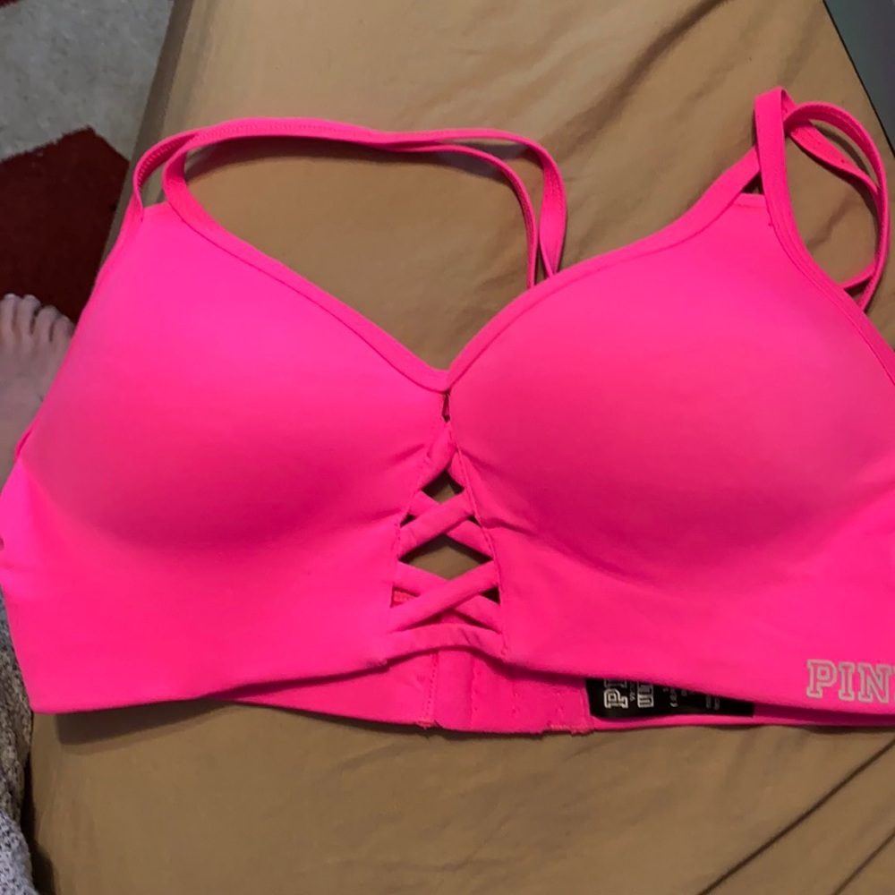 Pink sports bra